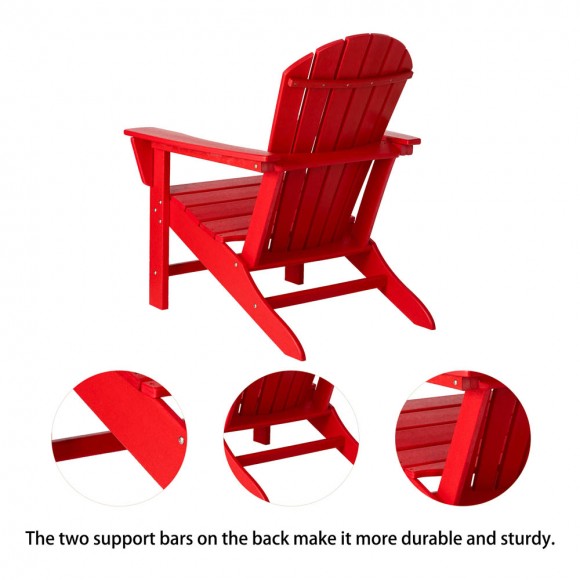 Glitzhome Elm PLUS Eco-Friendly Red Recycled Plastic Outdoor Adirondack Chairs Set Of 2