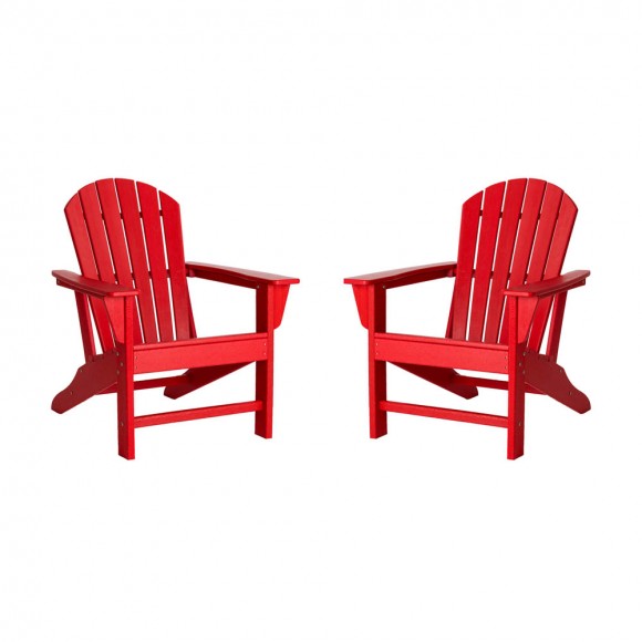 glitzhome Elm PLUS Eco-Friendly Red Recycled Plastic Outdoor Adirondack Chairs Set of 2