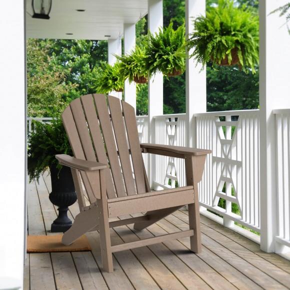 Glitzhome Elm PLUS Eco-Friendly Tan Recycled Plastic Outdoor Adirondack Chair