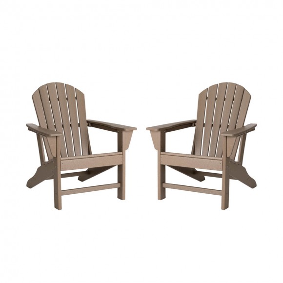 glitzhome Elm PLUS Eco-Friendly Tan Recycled Plastic Outdoor Adirondack Chairs Set of 2