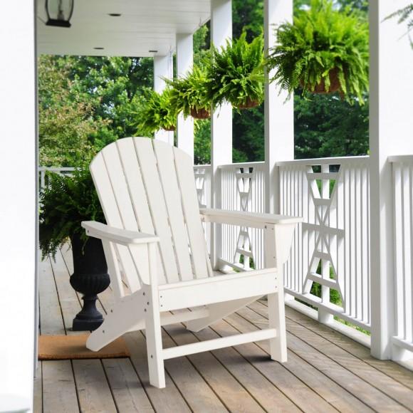 Glitzhome Elm PLUS Eco-Friendly White Recycled Plastic Outdoor Adirondack Chair