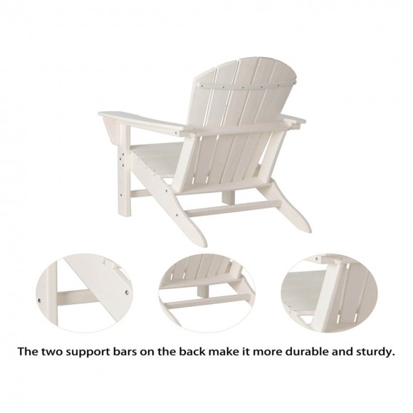 Glitzhome Elm PLUS Eco-Friendly White Recycled Plastic Outdoor Adirondack Chair