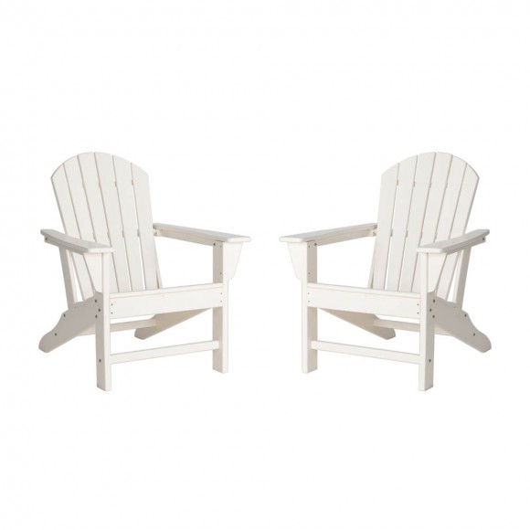 glitzhome Elm PLUS Eco-Friendly White Recycled Plastic Outdoor Adirondack Chairs Set of 2