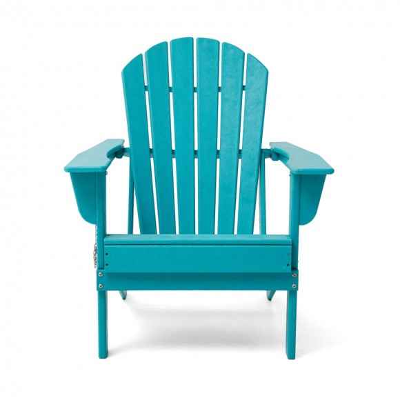 Glitzhome Elm PLUS Outdoor Patio Aqua HDPE Folding Adirondack Chair