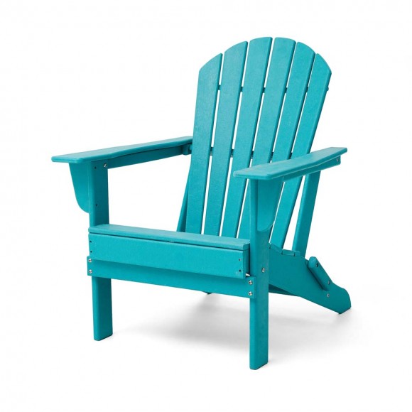 glitzhome Elm PLUS Outdoor Patio Aqua HDPE Folding Adirondack Chair
