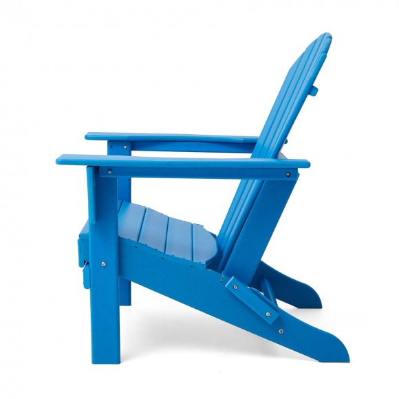 Glitzhome Elm PLUS Outdoor Patio Pacific Blue HDPE Folding Adirondack Chair Set Of 2