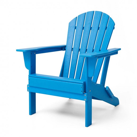 glitzhome Elm PLUS Outdoor Patio Pacific Blue HDPE Folding Adirondack Chair
