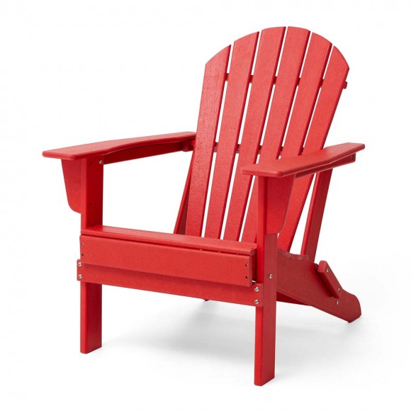 glitzhome Elm PLUS Outdoor Patio Red HDPE Folding Adirondack Chair