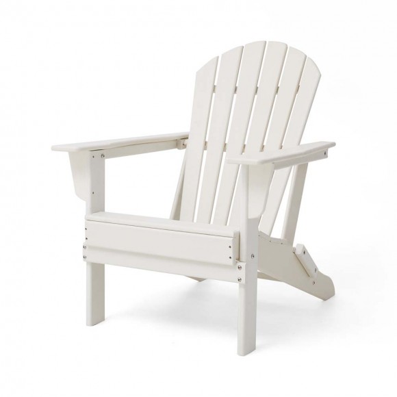 Glitzhome Elm PLUS Outdoor Patio White HDPE Folding Adirondack Chair Set Of 2