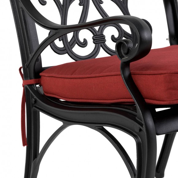 Glitzhome Elm PLUS Set Of 2 Cast Aluminum Patio Dining Chairs With Wine Red Cushions Olefin Fabric