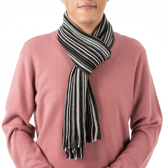 Glitzhome EUty Men's Black And White Striped Scarf With Tassels