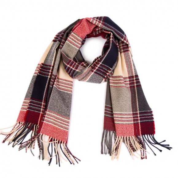 Glitzhome EUty Oversized Fashion Multicolor Plaid Scarf With Tassels Set Of 2