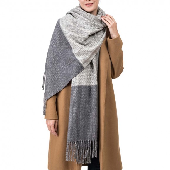 Glitzhome EUty Unisex Oversized Grey Long Scarf Scarf With Tassels