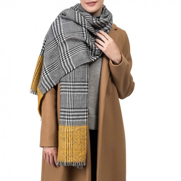 Glitzhome EUty Unisex Oversized Yellow And Grey Scarf With Fringes