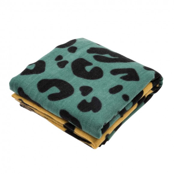 Glitzhome EUty Women Green Yellow And Beige Leopard Grain Scarf