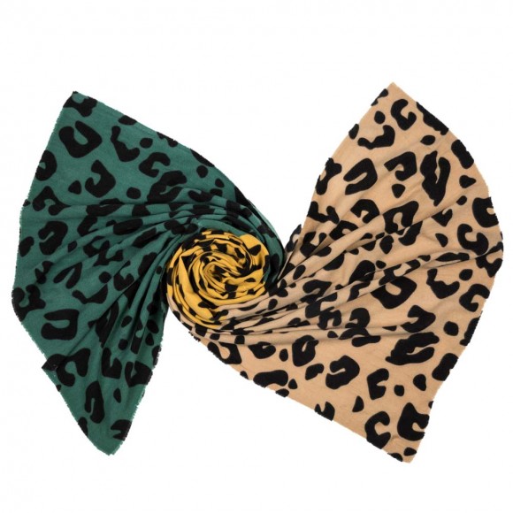 Glitzhome EUty Women Green Yellow And Beige Leopard Grain Scarf