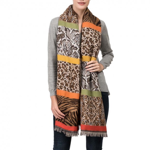 glitzhome eUty Women Oversized Double Jacquard Leopard Scarf with Tassels