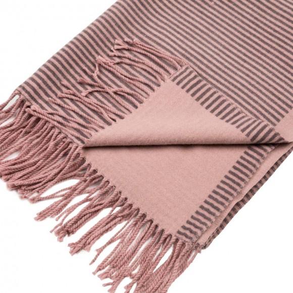 Glitzhome EUty Women Oversized Pink And Brown Striped Reversible Scarf With Tassels