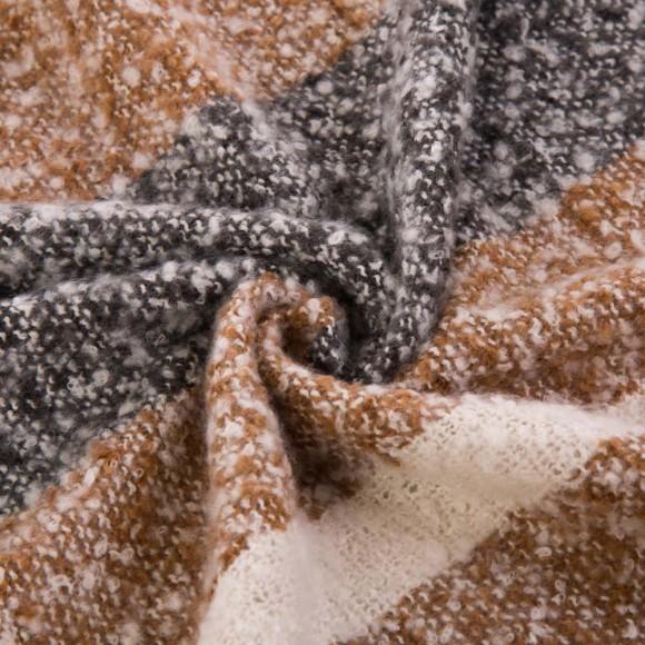 Glitzhome EUty Women Oversized Tan White And Gray Scarf With Tassels 250g