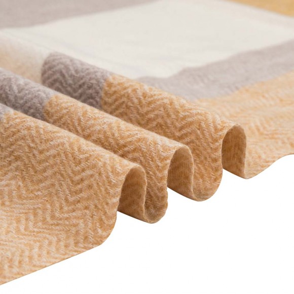 Glitzhome EUty Women Oversized Yellow Cream And Grey Chevron Grain Scarf With Tassels