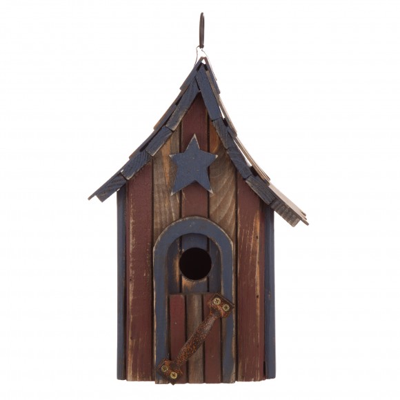 glitzhome Glitzhome 10.04"H USA Patriotic Hand Painted Wood Birdhouse