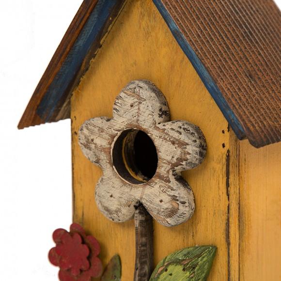 Glitzhome Glitzhome 10.24"H Wooden Distressed Flower Garden Birdhouse