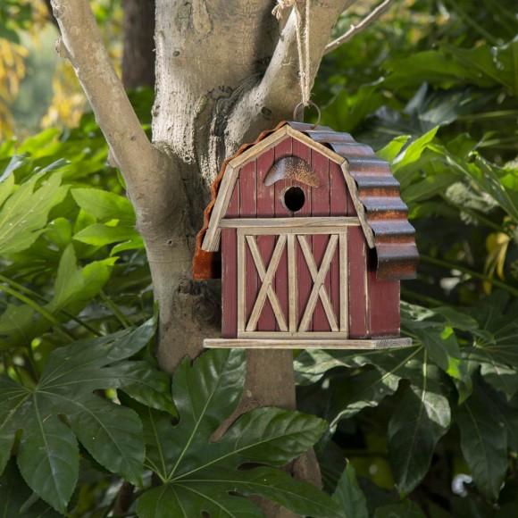 Glitzhome Glitzhome 10.25"H Rustic Solid Wood Barn Birdhouse