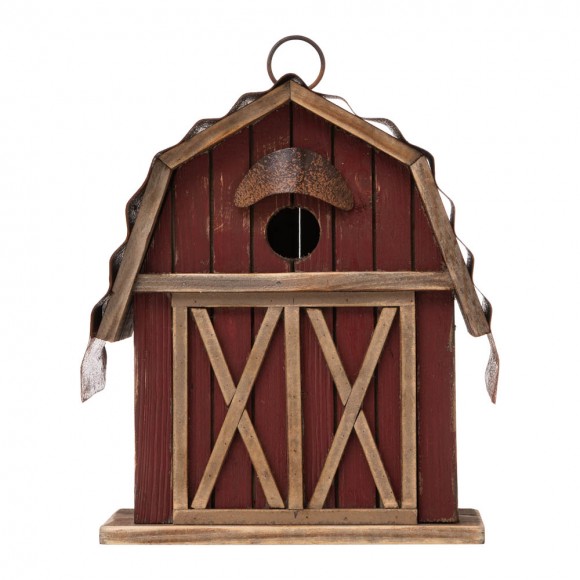 Glitzhome Glitzhome 10.25"H Rustic Solid Wood Barn Birdhouse