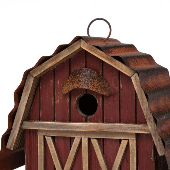 Glitzhome Glitzhome 10.25"H Rustic Solid Wood Barn Birdhouse