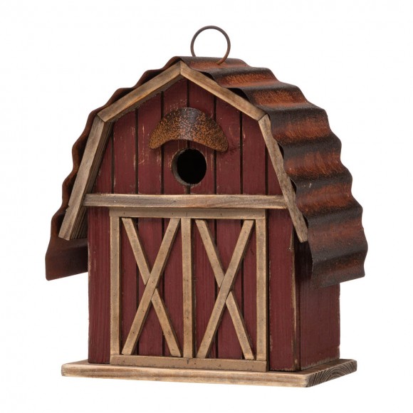 glitzhome Glitzhome 10.25"H Rustic Solid Wood Barn Birdhouse