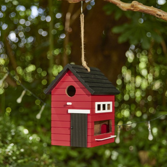 Glitzhome Glitzhome 10.25"L Modern Functional And Decorative Red Solid Wood Outdoor Garden Birdhouse