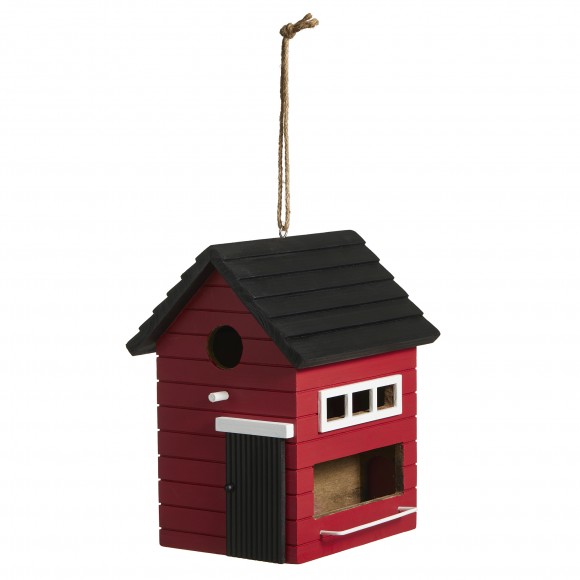 Glitzhome Glitzhome 10.25"L Modern Functional And Decorative Red Solid Wood Outdoor Garden Birdhouse