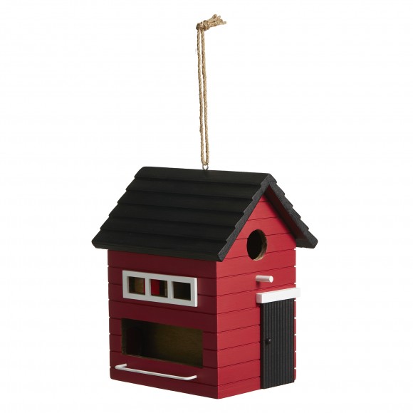 glitzhome Glitzhome 10.25"L Modern Functional and Decorative Red Solid Wood Outdoor Garden Birdhouse