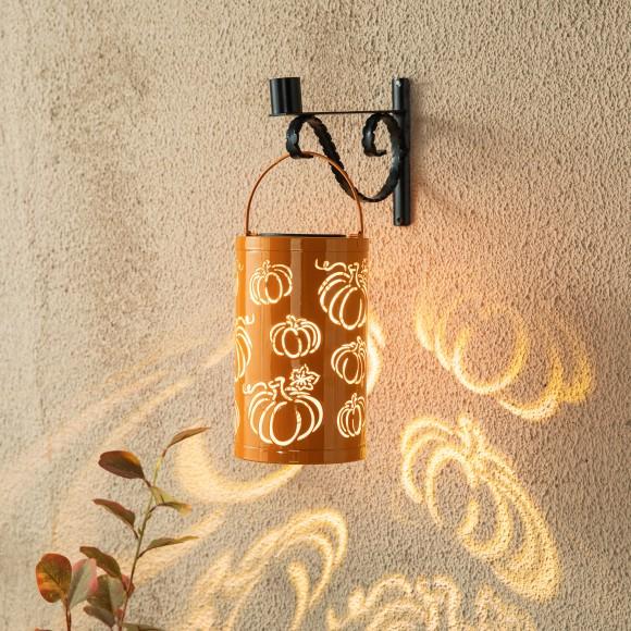 Glitzhome Glitzhome 10.75"H Fall Metal Pumpkin Solar Powered LED Lantern