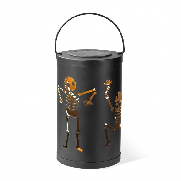glitzhome Glitzhome 10.75"H Halloween Metal Skeleton Solar Powered LED Lantern