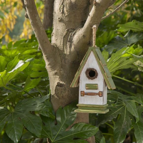 Glitzhome Glitzhome 10.75"H Wood Green Roof Garden Birdhouse