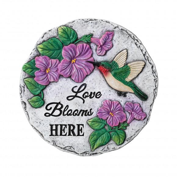 Glitzhome Glitzhome 10"D Set Of 2 Cement Hummingbird And Flower Textured Stepping Stones