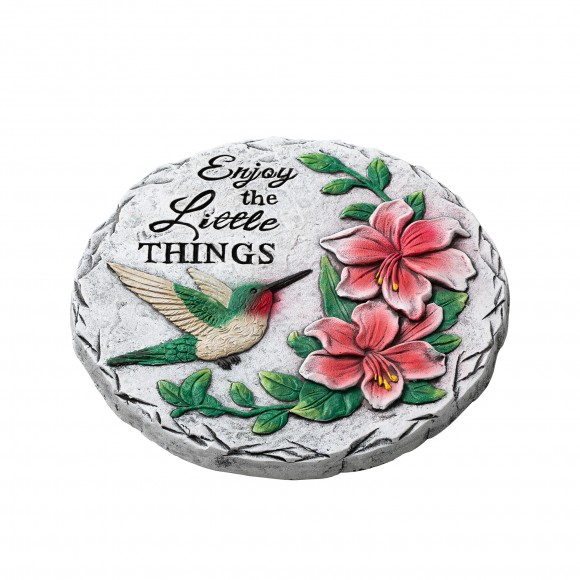 Glitzhome Glitzhome 10"D Set Of 2 Cement Hummingbird And Flower Textured Stepping Stones