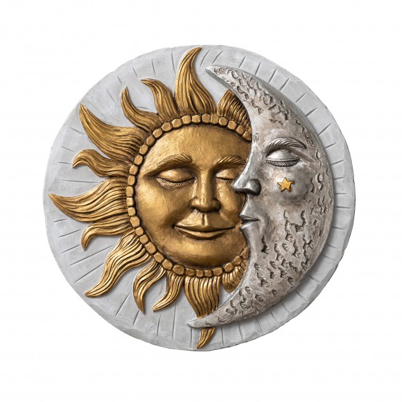 Glitzhome Glitzhome 10"D Set Of 2 Cement Sun And Moon Textured Stepping Stones