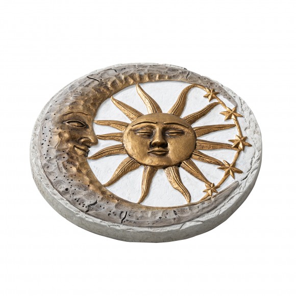Glitzhome Glitzhome 10"D Set Of 2 Cement Sun And Moon Textured Stepping Stones