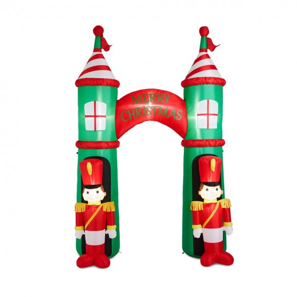 glitzhome Glitzhome 10 ft Lighted Inflatable Arch Gate with Soldiers Décor