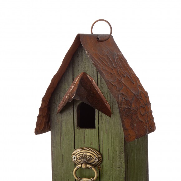 Glitzhome Glitzhome 10"H Rustic Garden Distressed Wooden Decorative Birdhouse