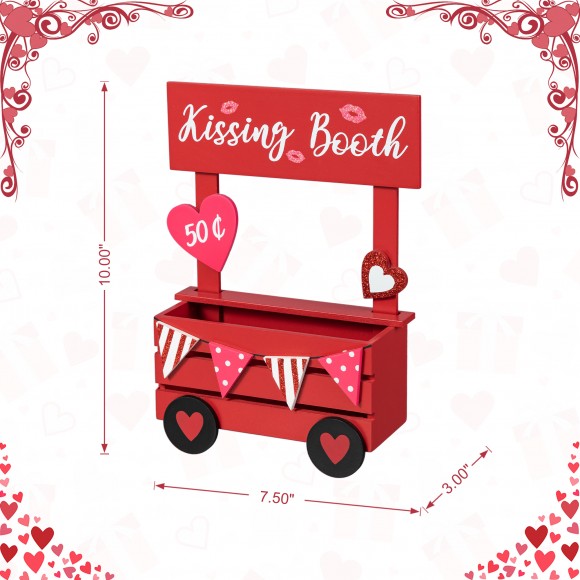 Glitzhome Glitzhome 10"H Valentine's Wooden KISSING BOOTH Table Decor