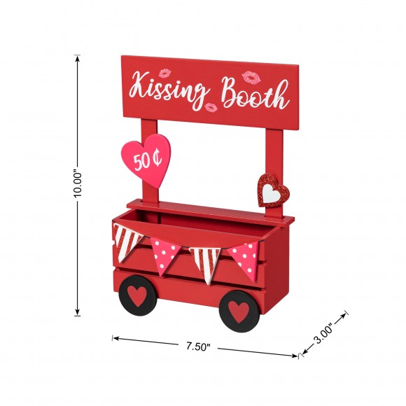 Glitzhome Glitzhome 10"H Valentine's Wooden KISSING BOOTH Table Decor