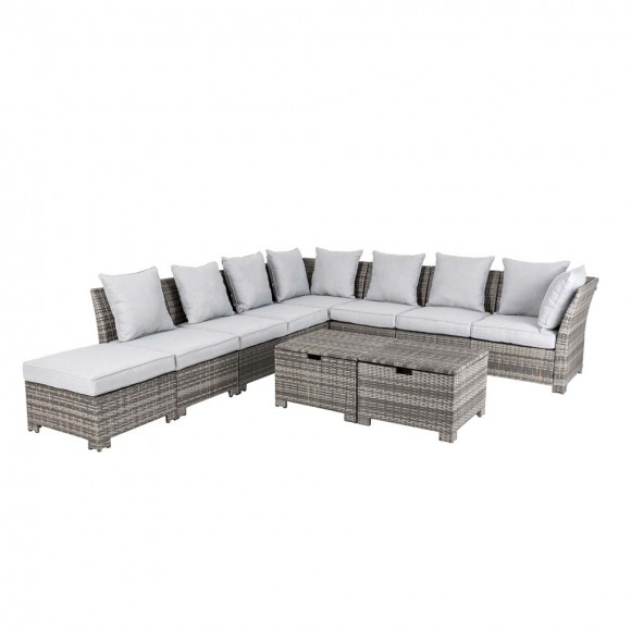 glitzhome Glitzhome 10-Piece Outdoor Patio Wicker Sectional Conversation Sofa Set with Cushions