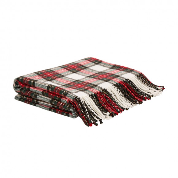 glitzhome Glitzhome 100% Acrylic Dress Stewart Tartan Plaid Throw Blanket with Fringe 50'' x 60''