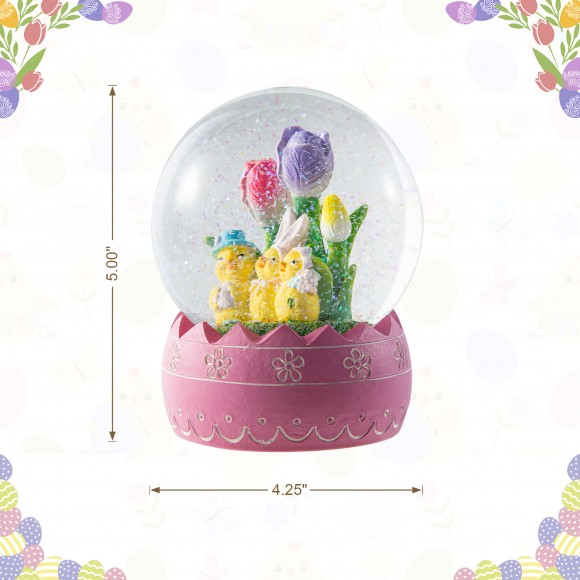 Glitzhome Glitzhome 100MM Easter Resin Chick Family Waterglobe