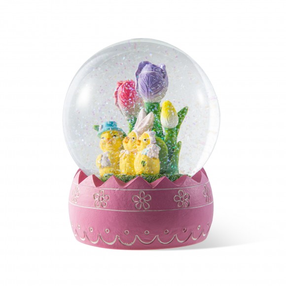 glitzhome Glitzhome 100MM Easter Resin Chick Family Waterglobe