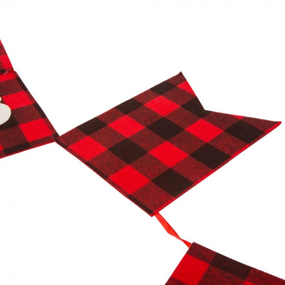 Glitzhome Glitzhome 108"L Plaid "MERRY CHRISTMAS" Banner Garland