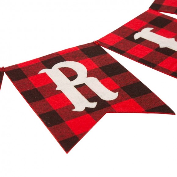 Glitzhome Glitzhome 108"L Plaid "MERRY CHRISTMAS" Banner Garland